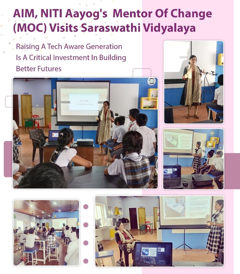AIM, NITI Aayogs Mentor Of Change (MOC) Visits Saraswathi Vidyalaya